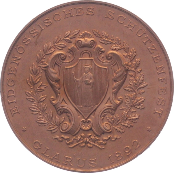 1892 Glarus - Kupfer - Eidgenössisches Schützenfest